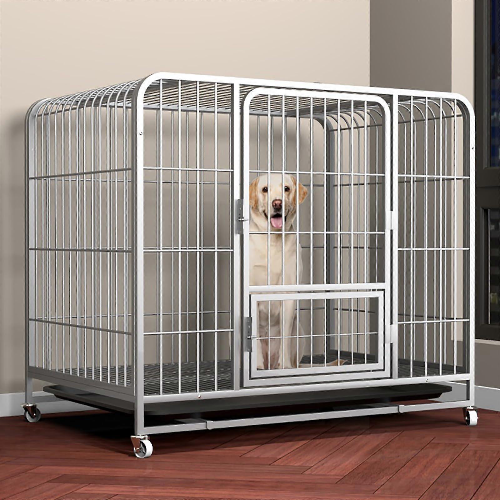 Dog Crate Heavy Duty Indoor Kennel With Lockable Wheels And Removable Tray, Dog Playpens Compatible