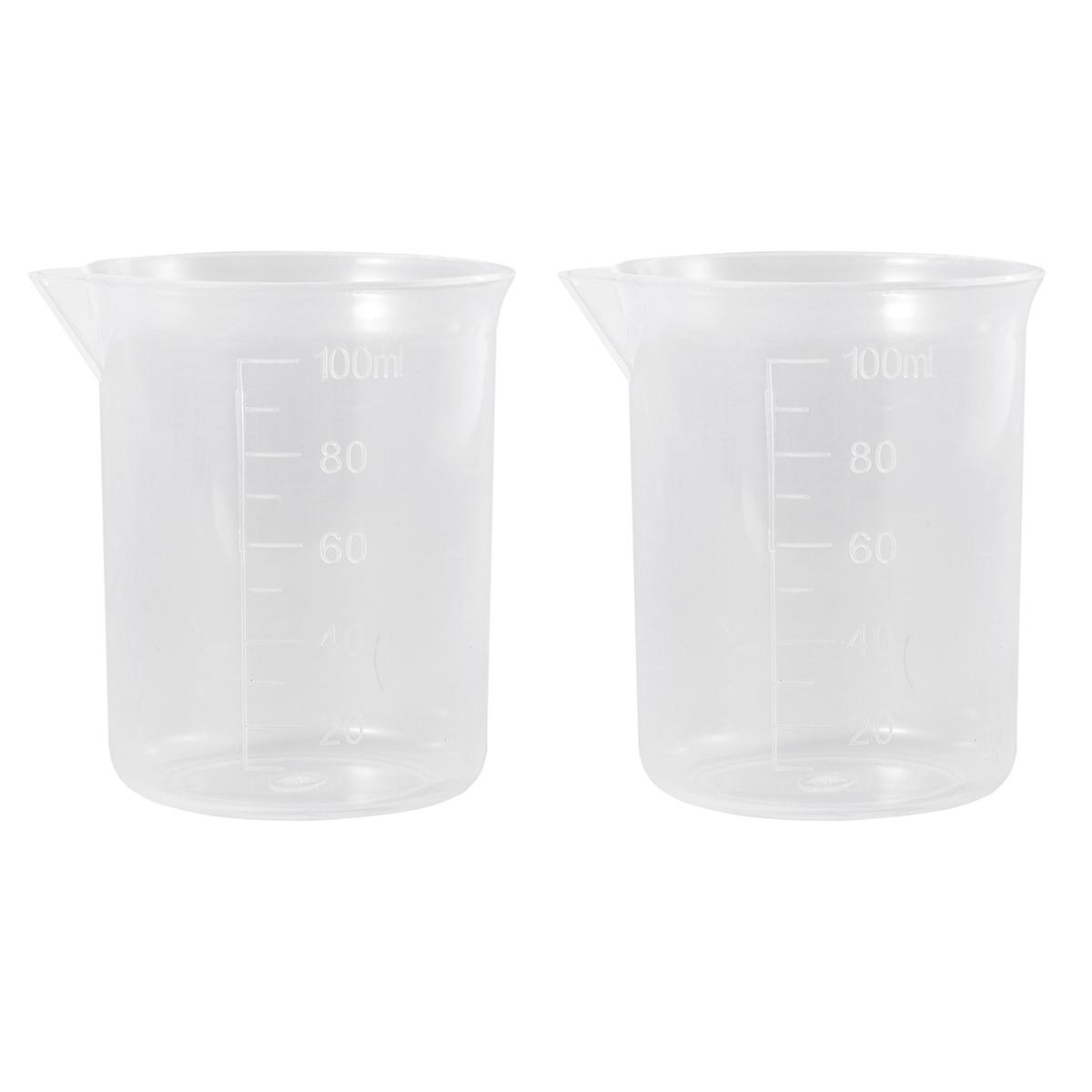 Plastic Beaker Measuring Cups for Laboratory Use 2Pcs Transparent Liquid Container