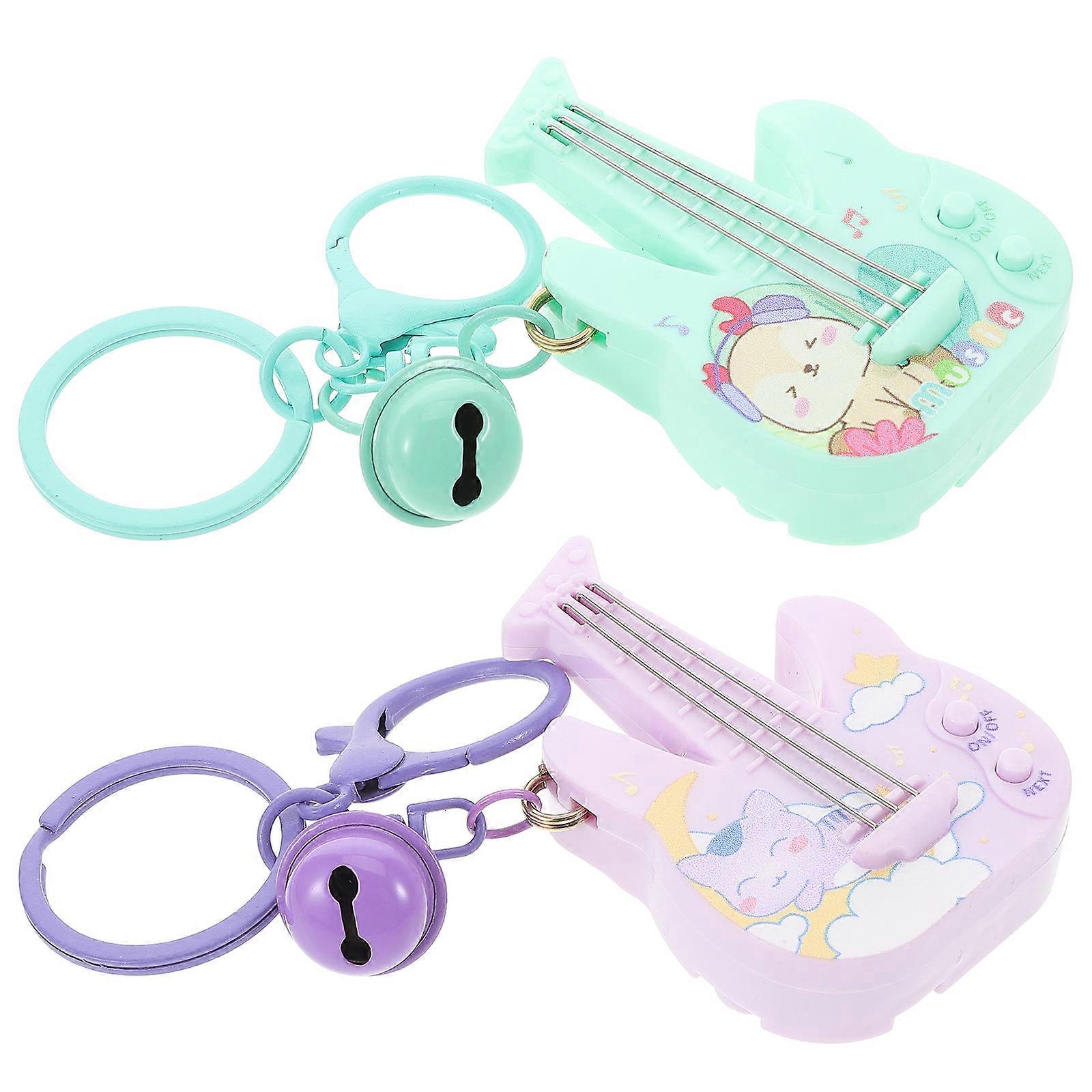 Guitar-shaped Key Ring Handbag Accessory Decorative Everyday Use Gift Occasions Electronic Components 2Pcs