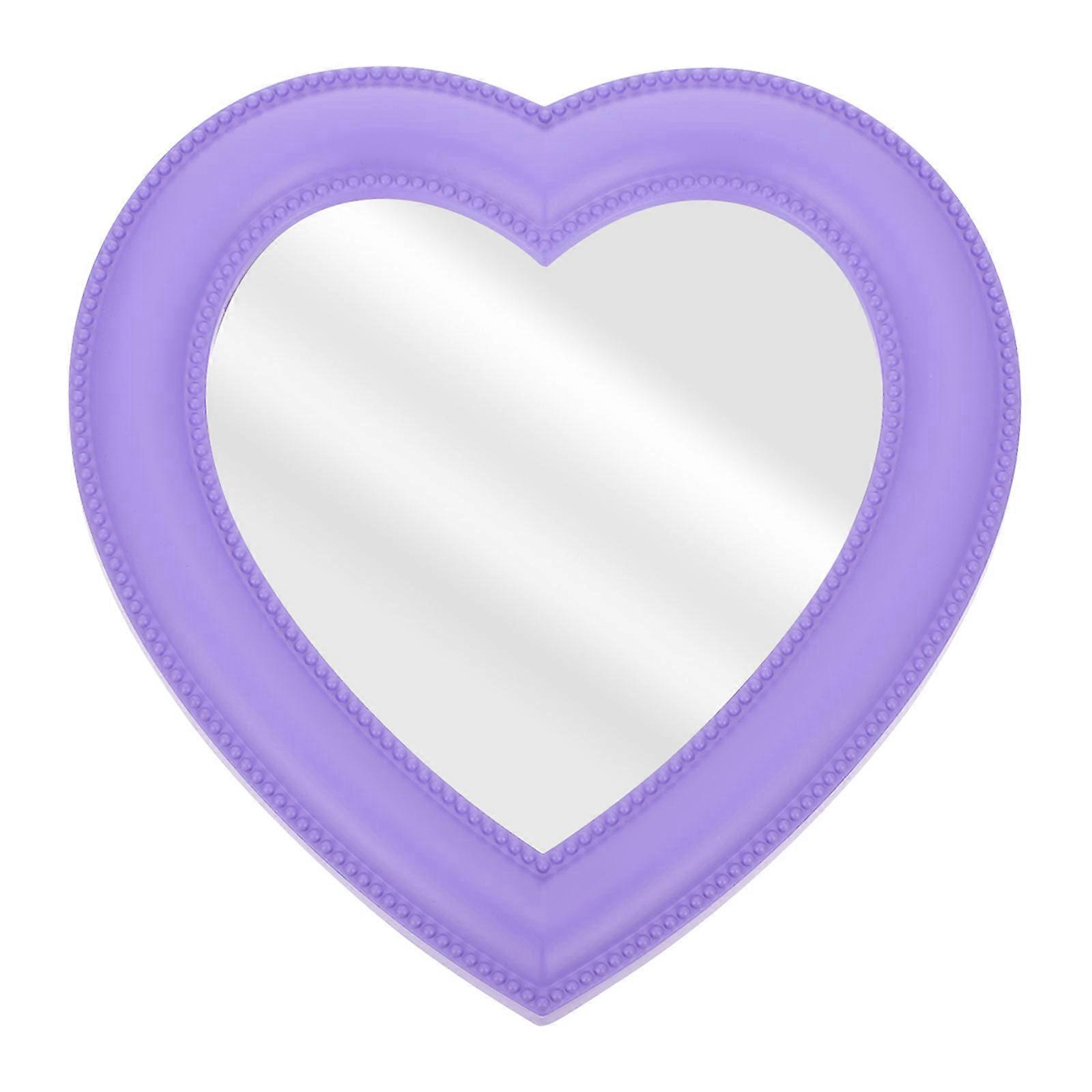 Desktop Heart-Shaped Mirror for Makeup Use 3Pcs Set Purple