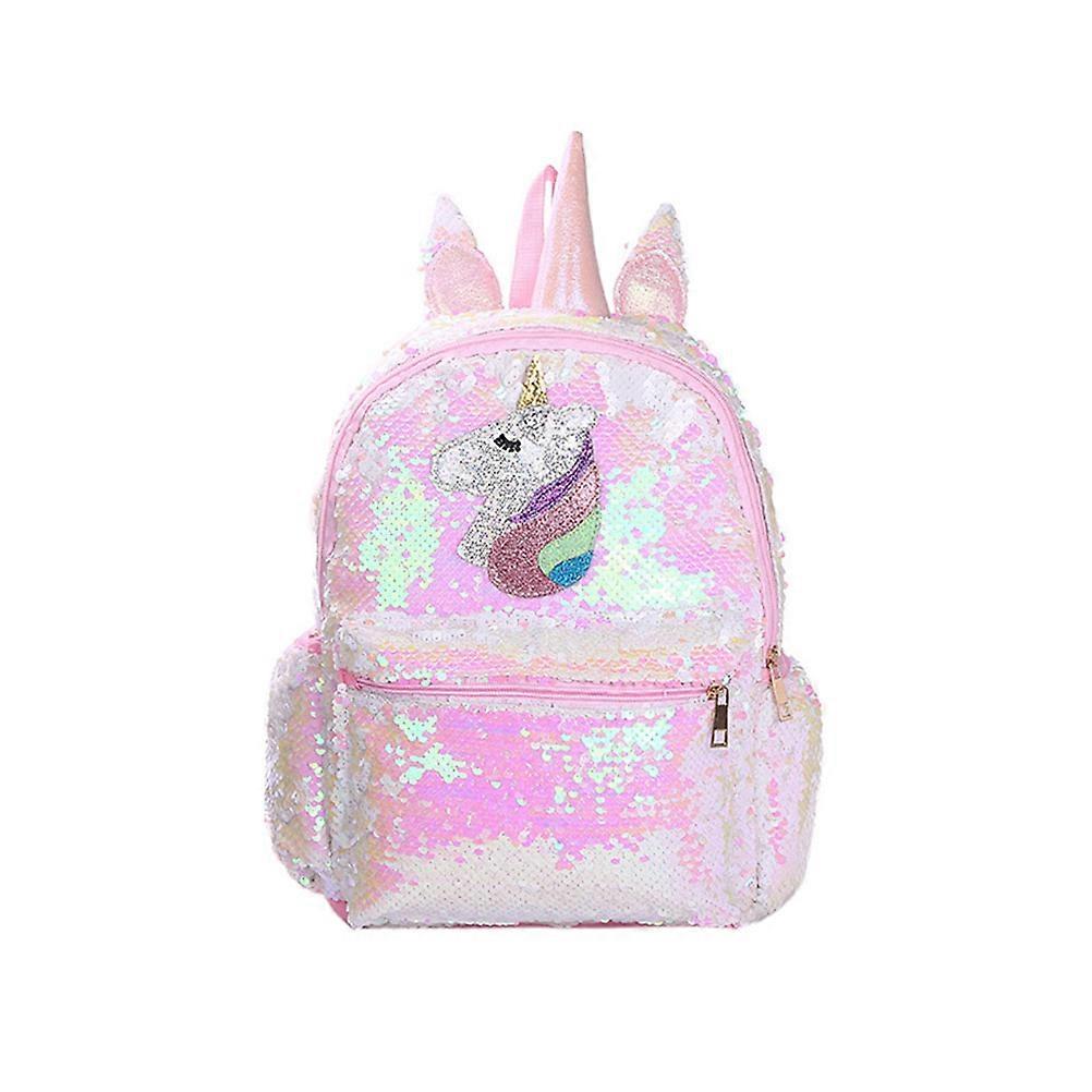Unicorn Backpack Shiny Girls Sequin Design Satchel for Storage 3Pcs Pink