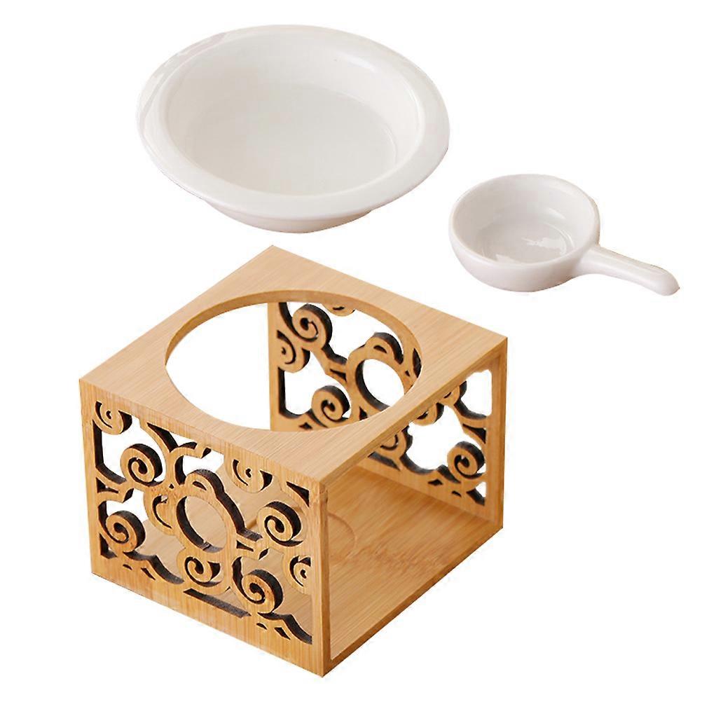 5 Sets Ceramic Essential Oil Burner Aroma Diffuser Bedroom Indoor Use Brown Square Easy Relaxation