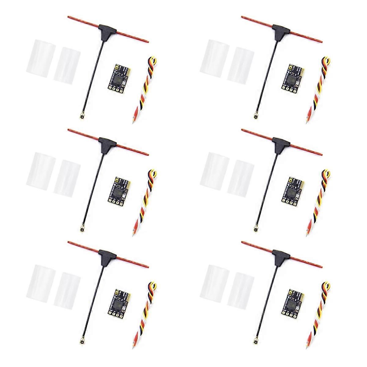 6PCS ELRS Receiver 2.4GHz NANO ExpressLRS Receiver CRSF with T-Type Antenna for RC FPV Traversing Drones Parts