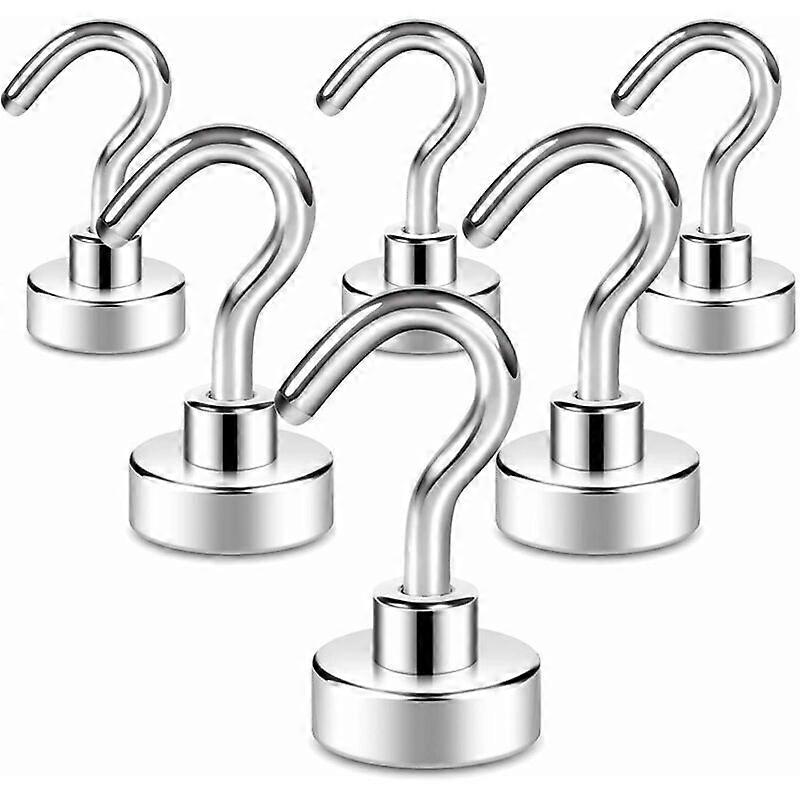 Pack of 6 heavy duty (2kg or more) magnetic hooks with refrigerator hooks.