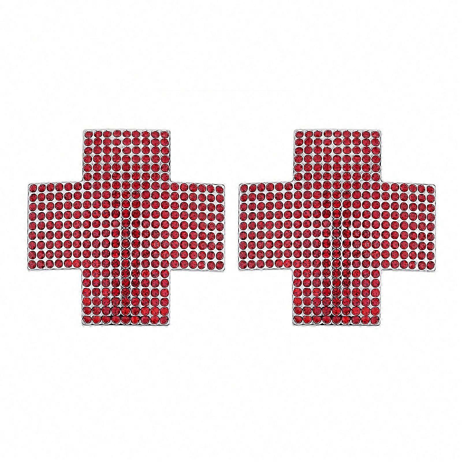 Vrouwen Kruisen Vorm Strass Borst Stickers Legering Tepel Covers Pasteitjes Body Chain Sieraden voor Feest en Dans Event Zwart