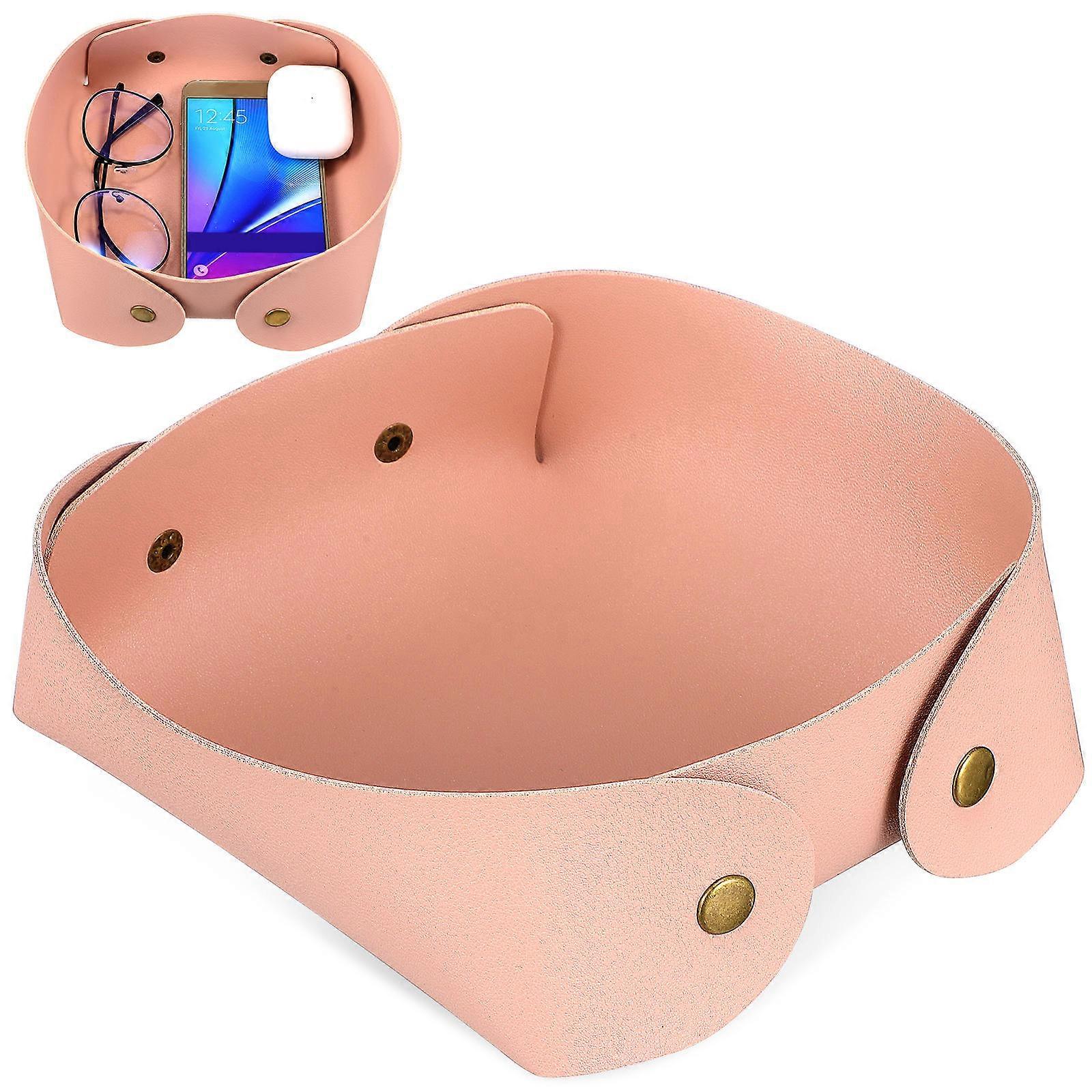 Storage Tray 1Pcs Key Holder for Home Office Organizer Pink Pu Material with Anti-Scratch Function