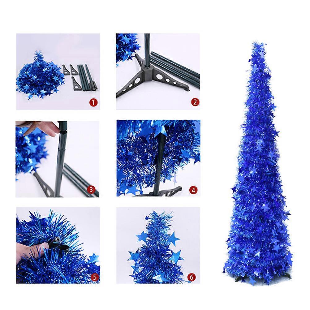 Blue Foldable Christmas Tree Plastic Christmas Tree for Home Decoration