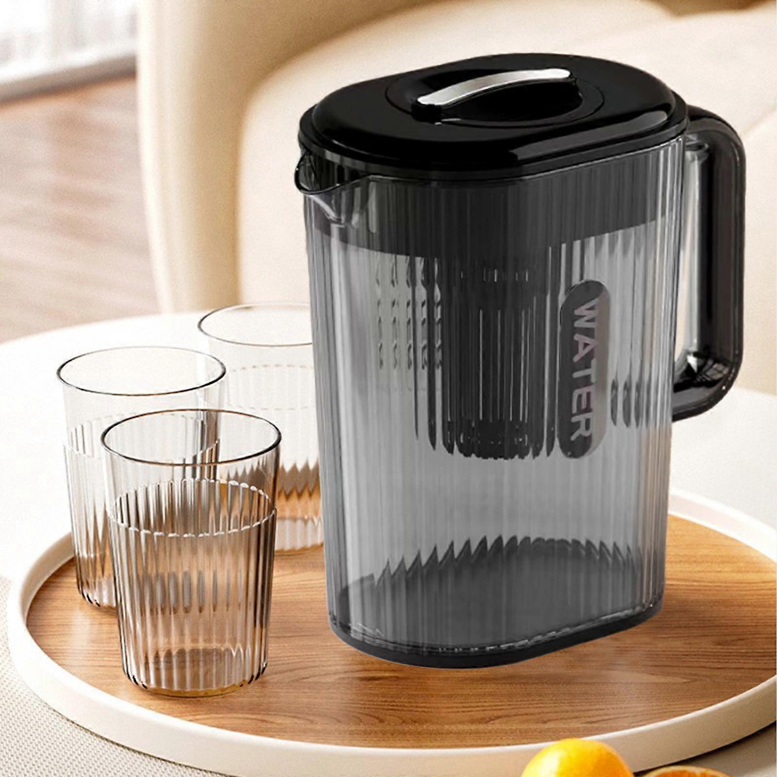 Pichet en verre WLAGOOD avec couvercle - Pichet Mason Jar avec couvercle filtrant, pichet à eau étanche à large ouverture, récipient robuste pour eau, jus, lait,