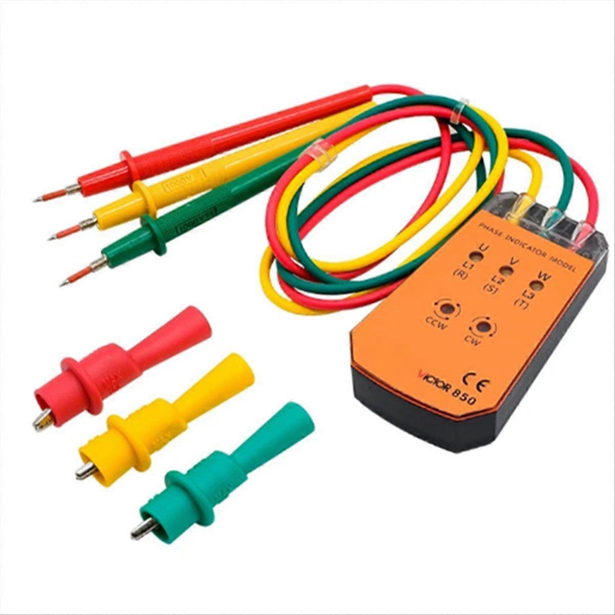 850 Professional Phase Sequence Meter - 3-Phase 200-600V AC Rotation Tester with LED Display 4000V