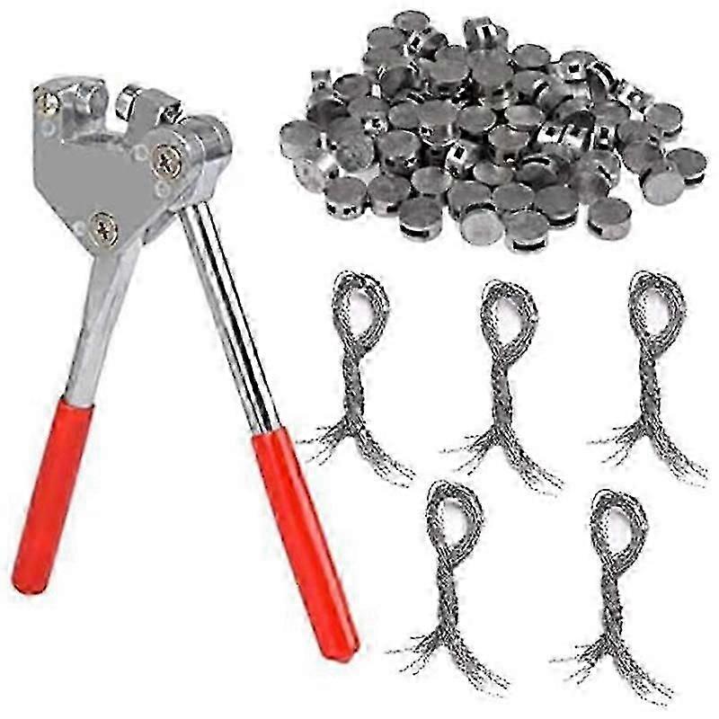 100 buc sigilii de plumb fasole 8 mm, 100 buc sârmă de oțel, 1 buc sertizare de etanșare