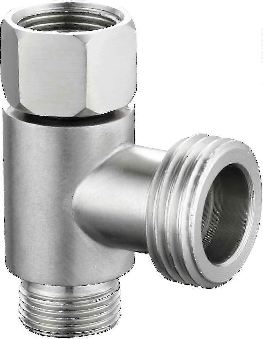 3ウェイアダプターTコネクタ - ステンレス鋼、つや消しニッケル、3/8 インチおよび 1/2 インチウォーターラインフィッティング