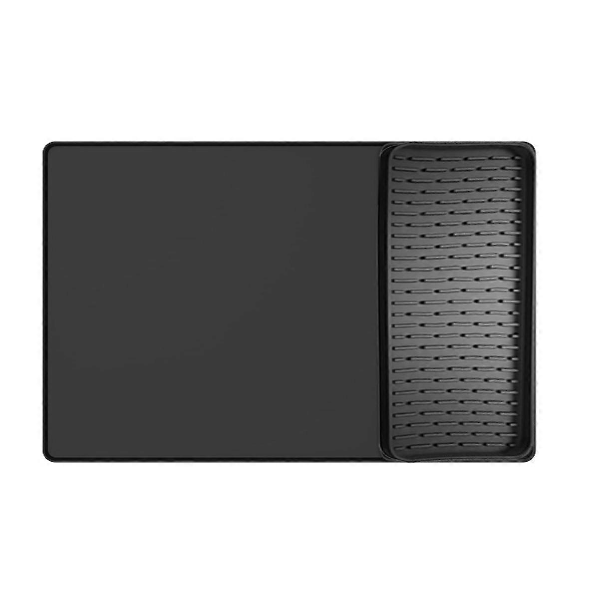 Coffee Maker Mat for Countertops 15.75x23.6In Coffee Bar Mat with Detachable Dish Drying Mat Raised 