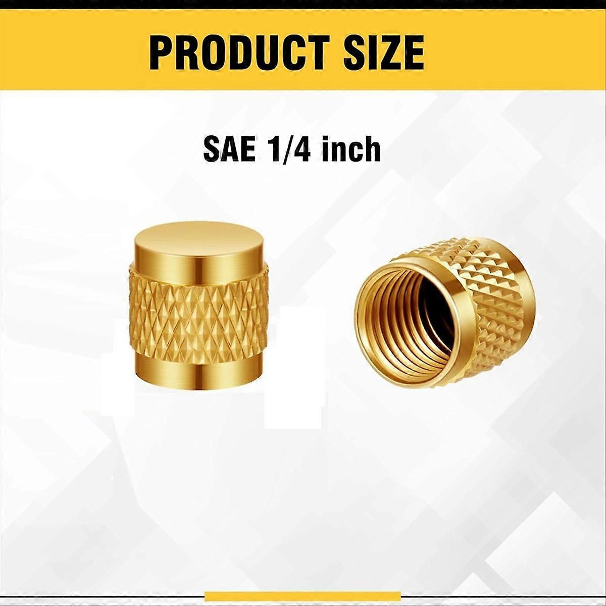 1/4 Flare Cap, Refrigeration Service Valve Cap Valve Core Remover,Round Brass W/Neoprene O Ring Seal