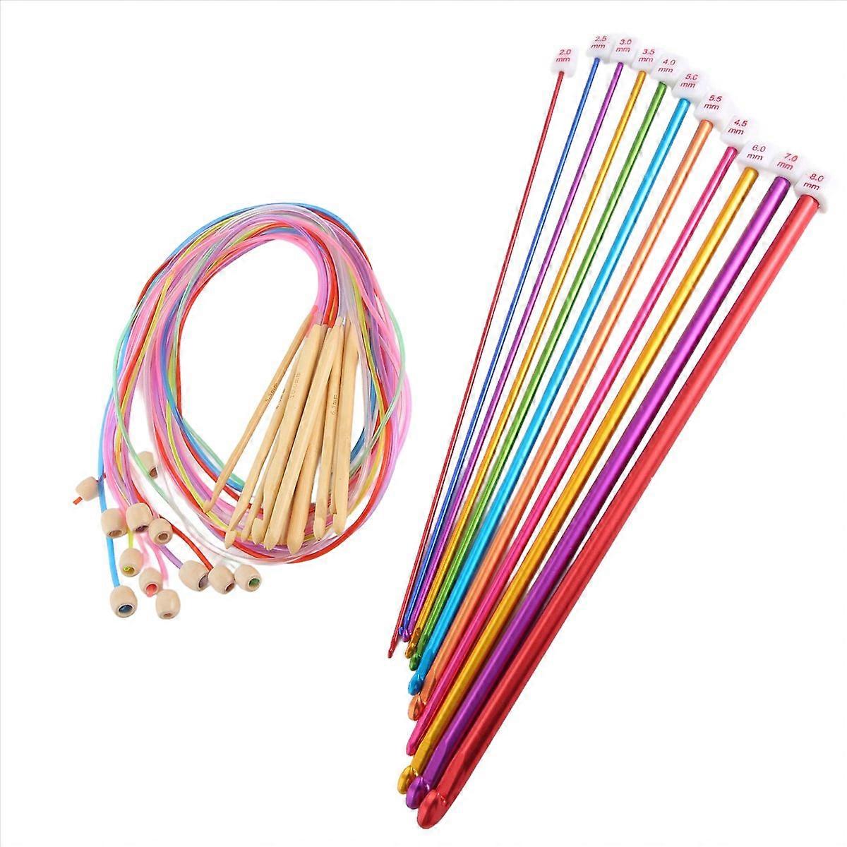 23Pcs Tunisian Crochet Hook Set Include Plastic Cable Afghan Crochet Hook and Tunisian Afghan Alumin