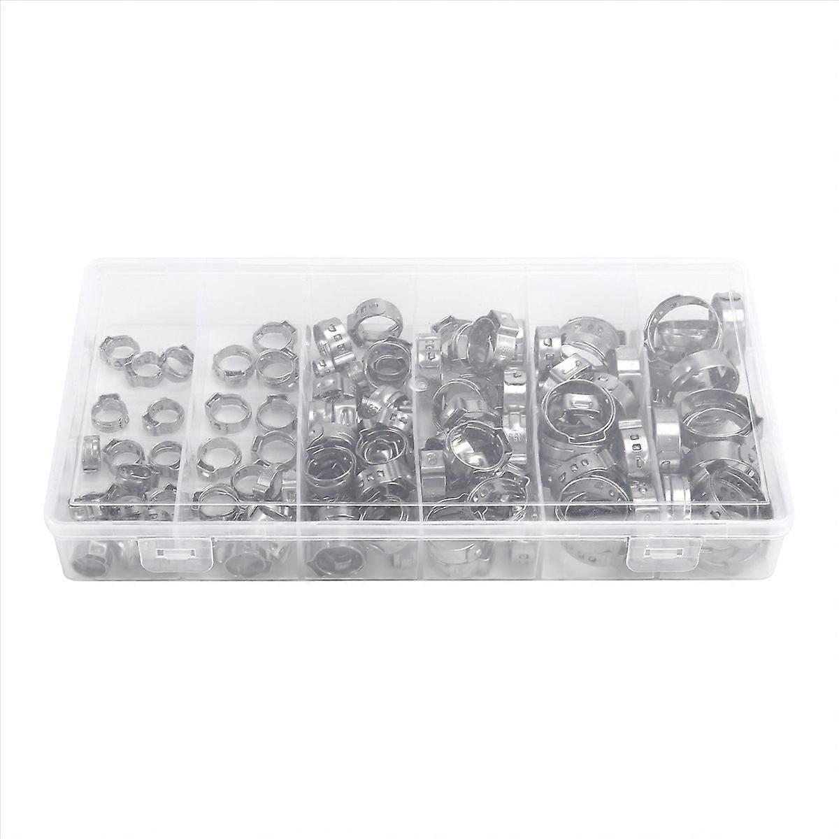 130PCS Hose Clamps Single Ear Stepless