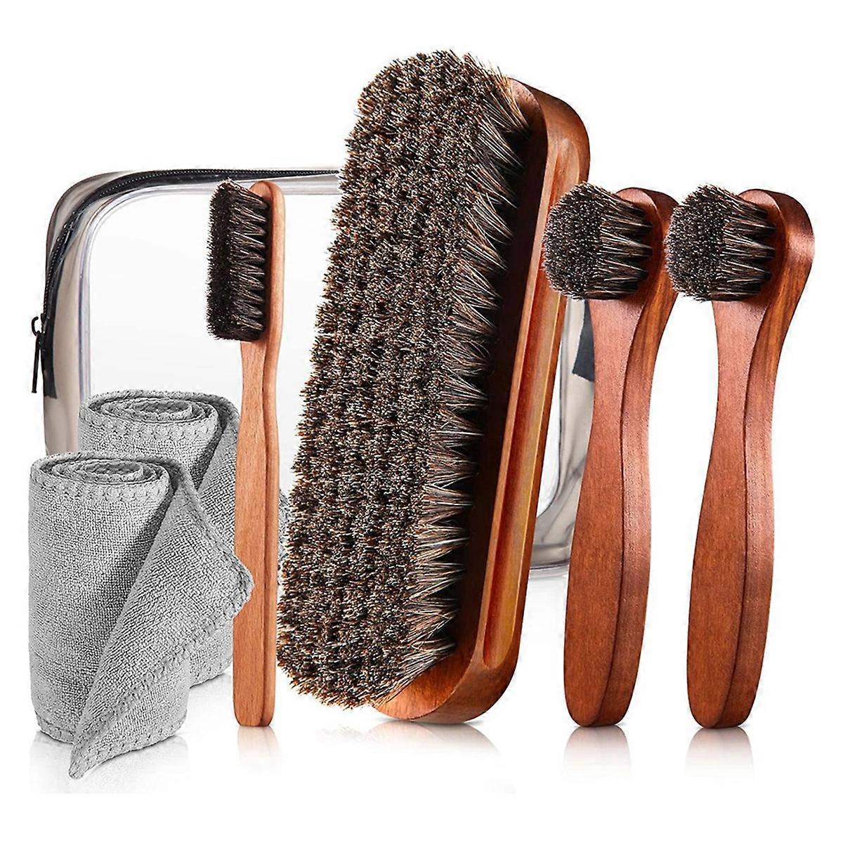 7 ks koňské žíně lesk boty kartáč kit polský aplikátory mazanice aplikátory čištění kožené boty boty péče kartáče čistič kartáč