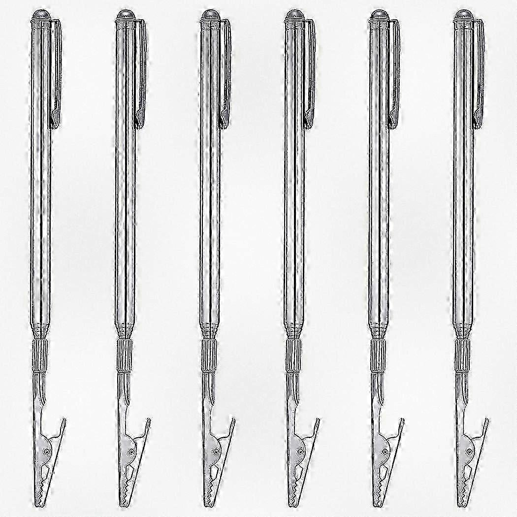 6pcs Extendable Alligator Clips with Pen Holder, Adjustable Telescopic Clamps for DIY Crafts and Electronics