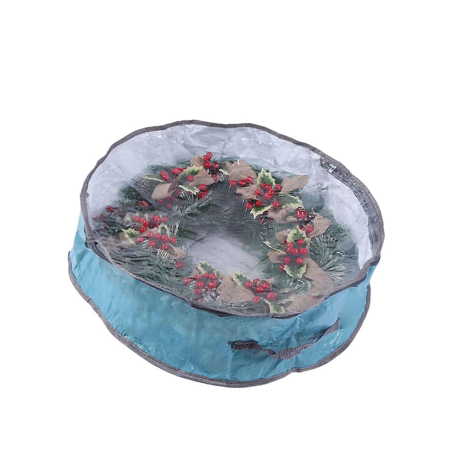 Clear Christmas Decors Organizers With Hanging Hook Space Saving Storage Solution For Wreaths Sweets PVC Materials  Sky Blue