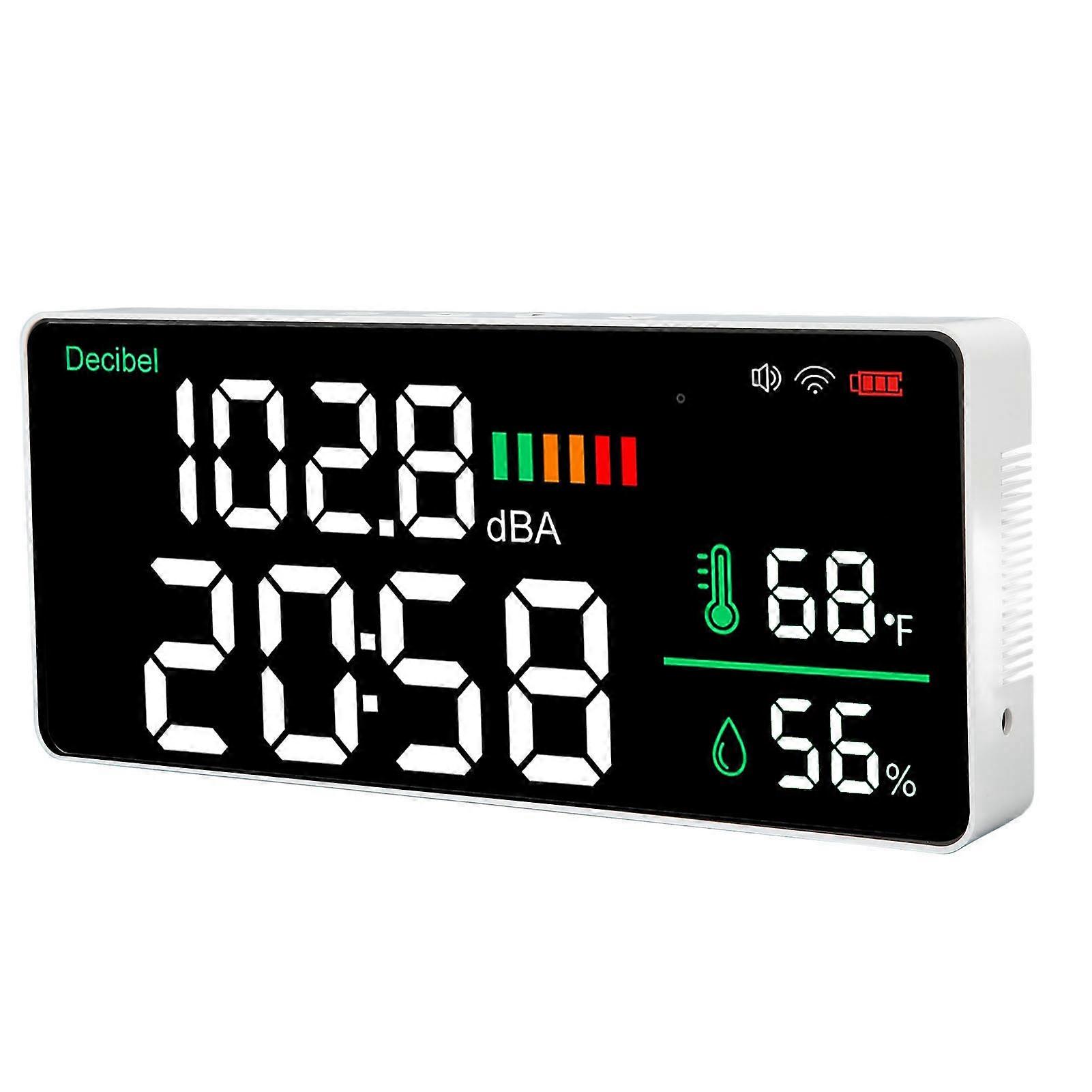 LED Decibel Meter 2.4G WiFi Wall Mounted 11 Inch LED Temperature Humidity Time Display Sound Level Meter for Tuya