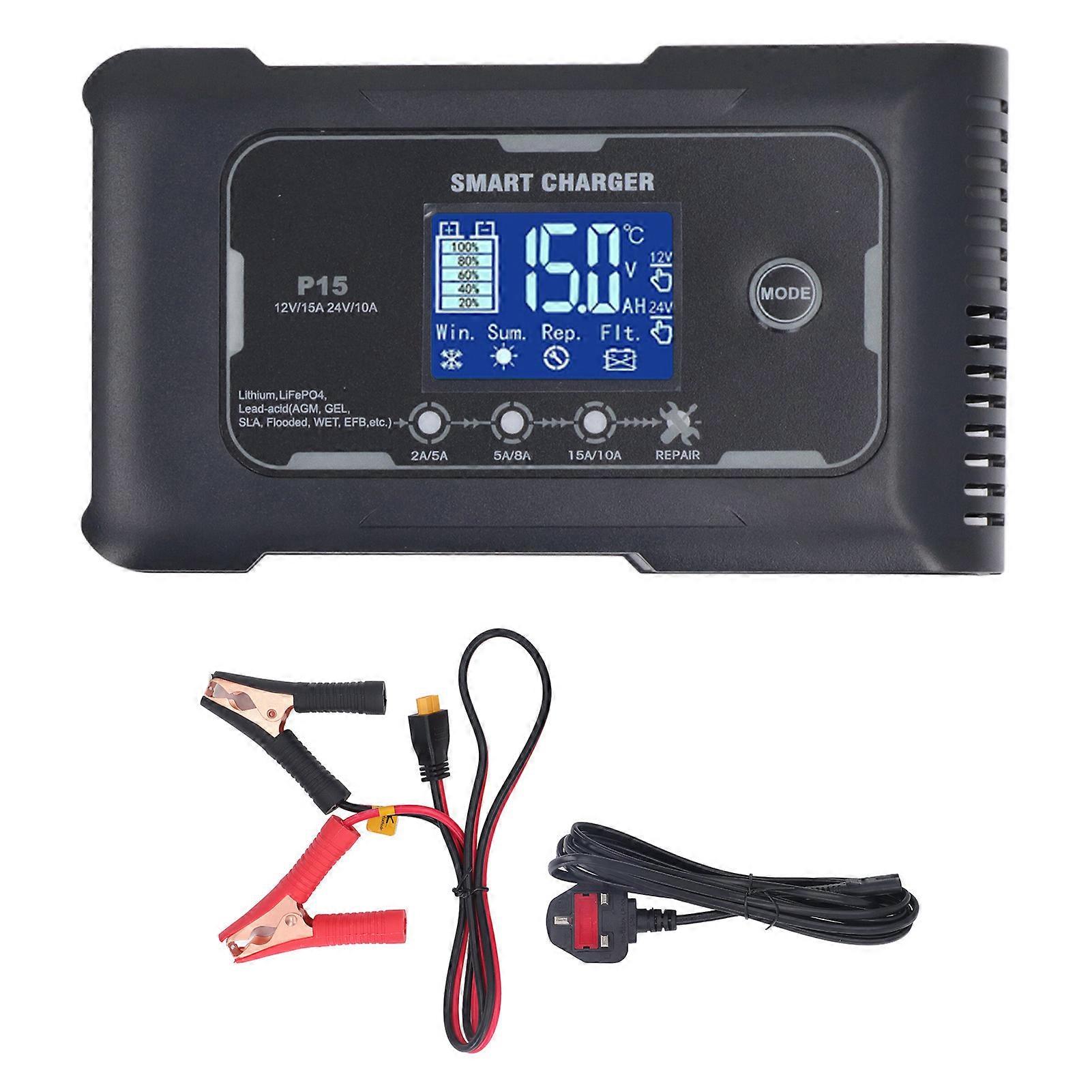 12V 15A battery charger automatic for motorcycle UK plug