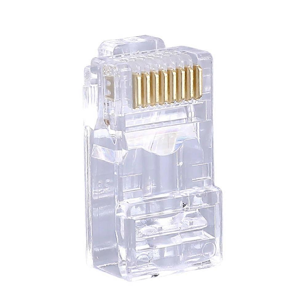 jixopn 100x 8P8C UTP RJ45 Cat6 Connector Socket Unshielded Gold Plated Crystal Heads