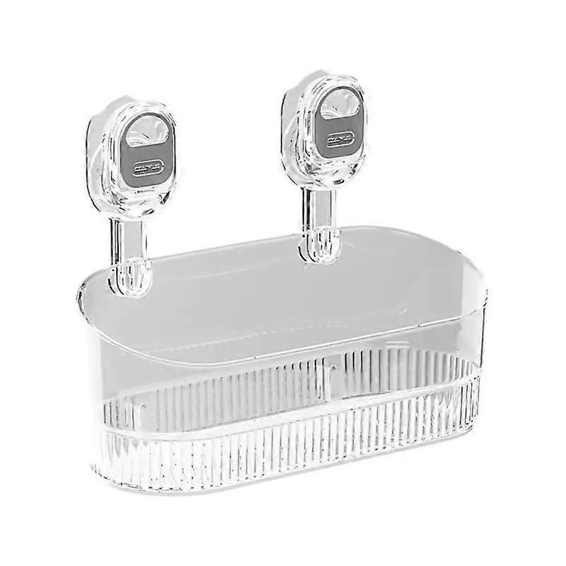 No-Drill Bathroom Suction Storage Box - Clear Wall-Mounted Shelf for Easy Organization and Space-Saving Storage
