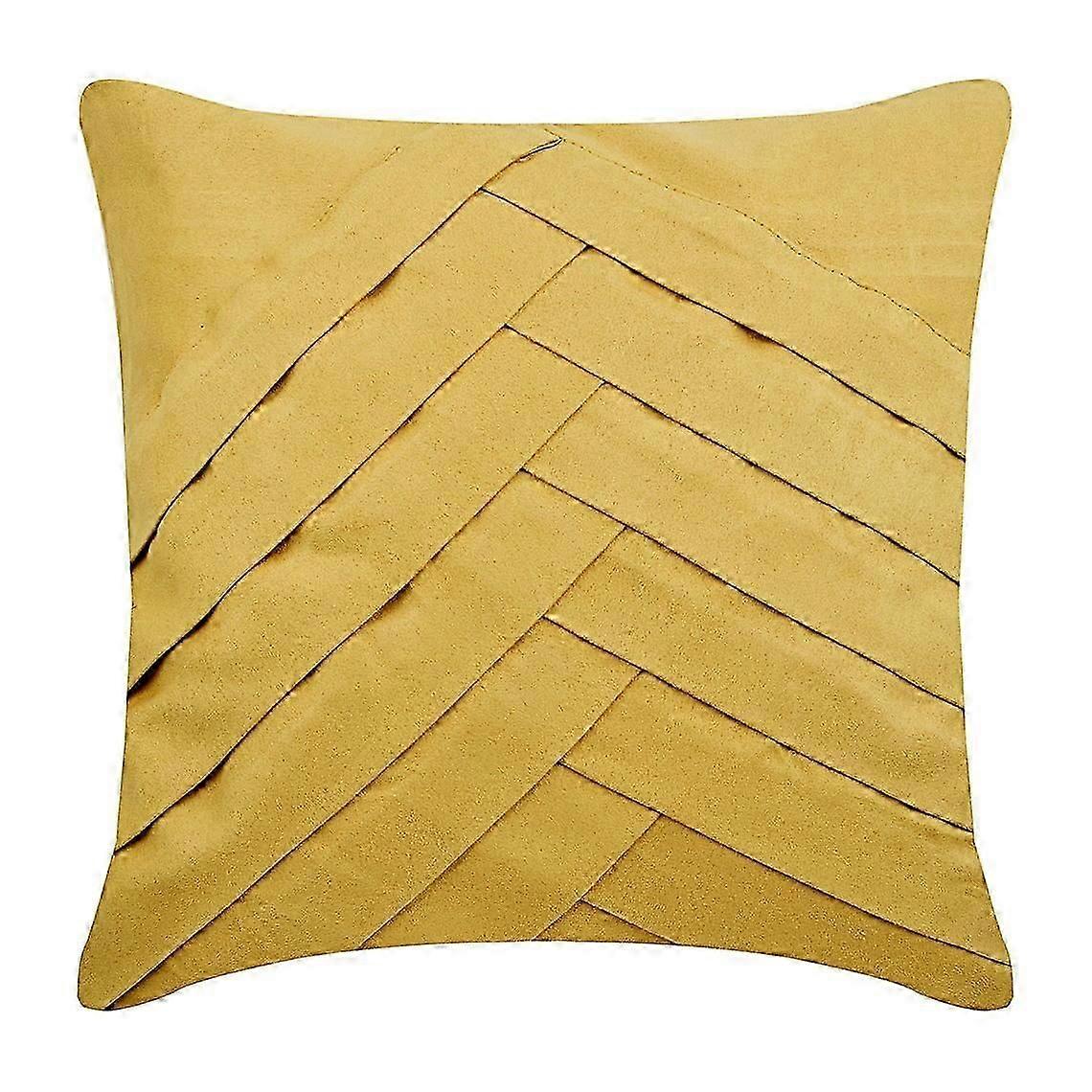 Dull Gold Suede Cushion Cover 16x16in Striped Textured With Zipper