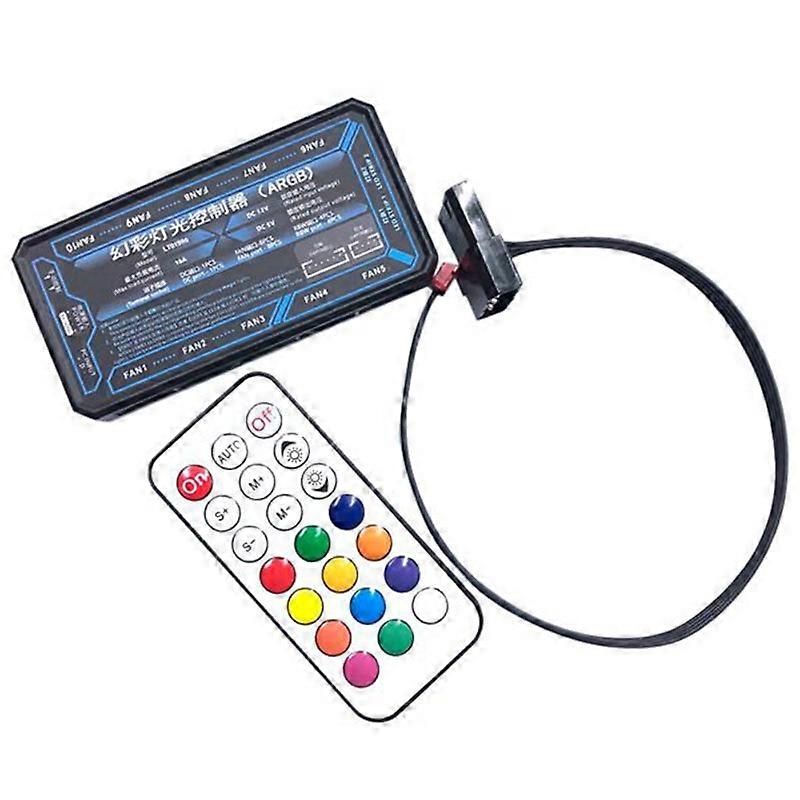 Desktop computer 10-bit adjustable wind speed control box ARGB RGB 6PIN fan controller wireless remote control