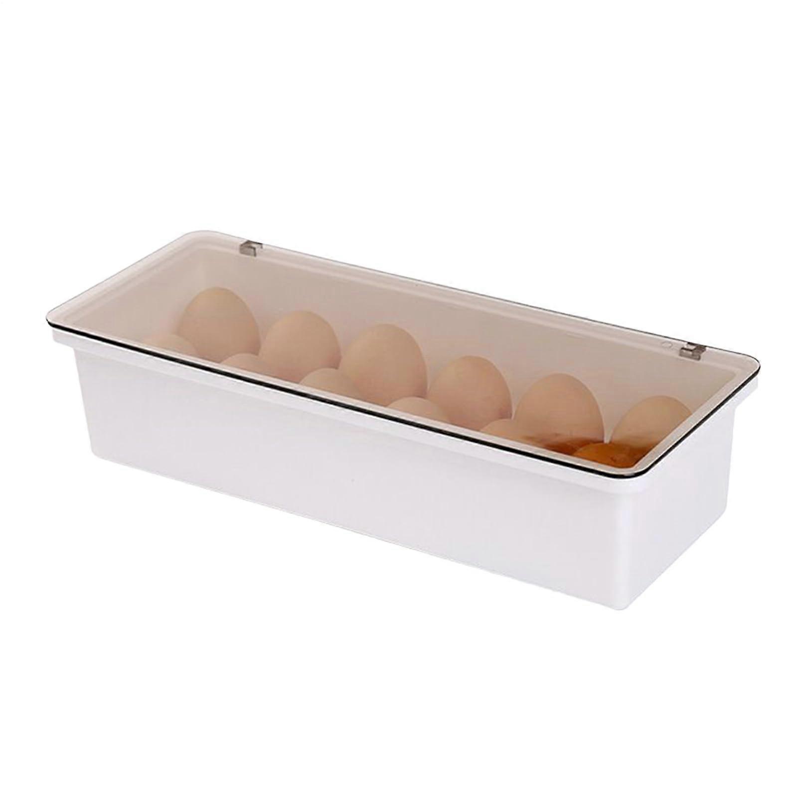 Egg Tray for Refrigerator, 12Grid Egg Holder With Lid, Countertop Storage Container for Freezer and Fridge