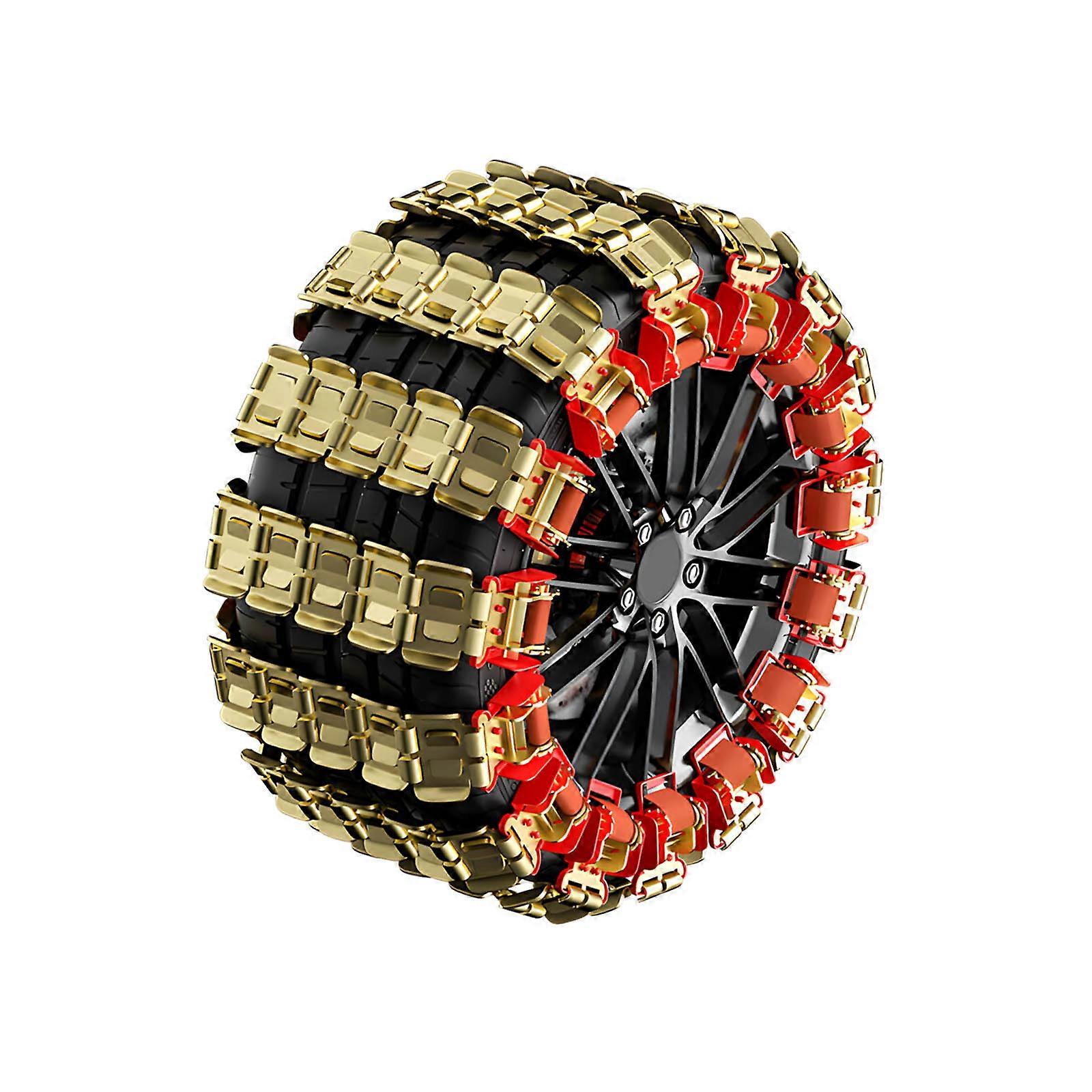 4 Part Not Slip Steel Wheel Fetters with Against Slide Dragon Pattern Global Field glasses Harsh Weather Road Conditions Multicolor