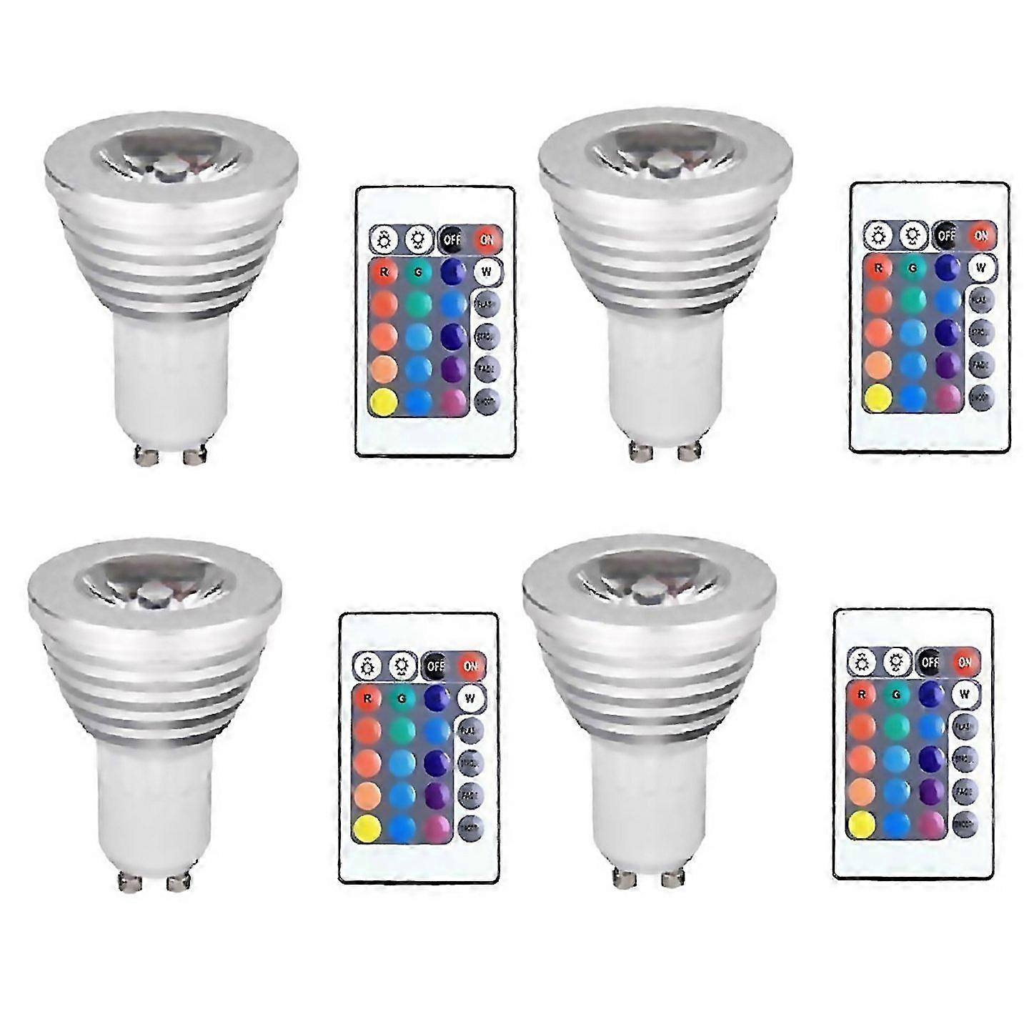 For 4pcs Gu10 Bulbs And 1remote Control With Memory Function 4dynamic Lighting Modes Spotlight 17col
