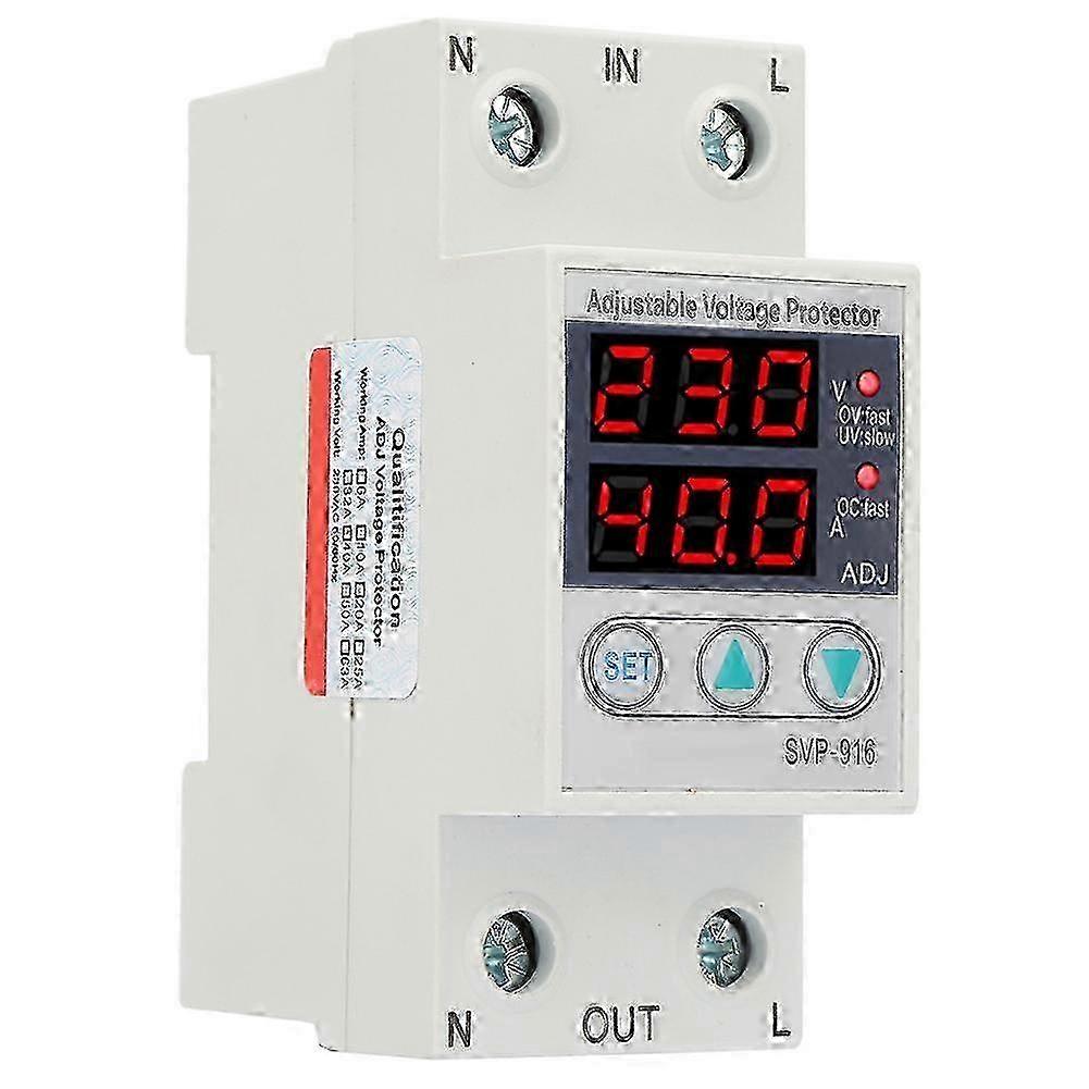 Adjustable Single Phase Intelligent Over Voltage Under Voltage Current Protector 230VAC (40A) z