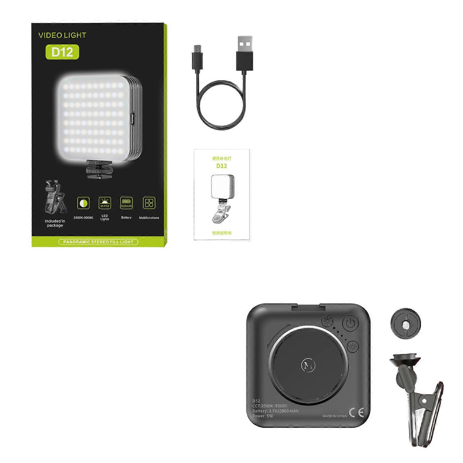 Transportable LED Phone Fill Light With Modifiable Tripartition Color Temperatures For Selfportraits And Video Recording Constructed In Rechargeable