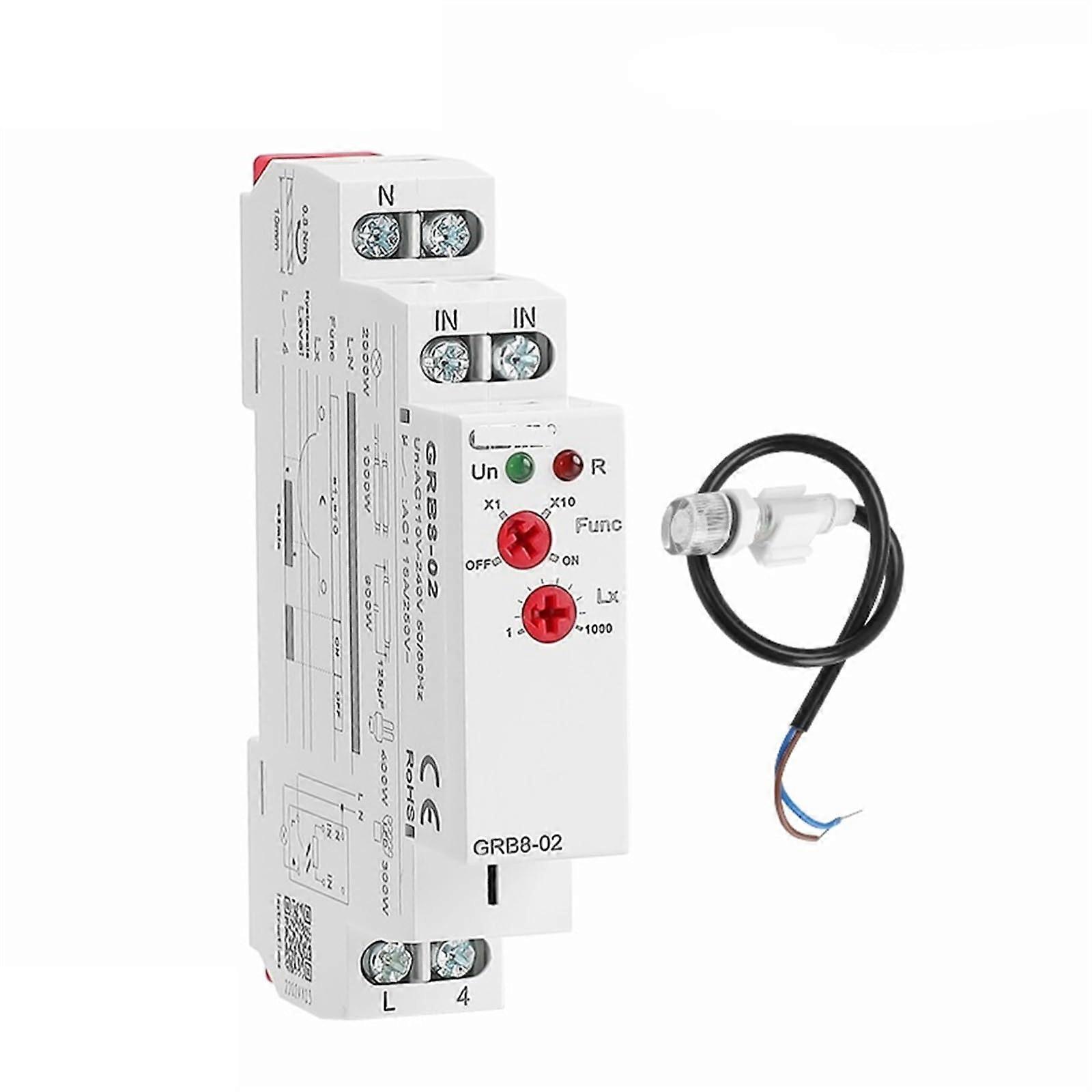 Din Rail Twilight Switch Photoelectric Timer Light Sensor Relay AC110240V Auto On Off 1Pcs Size