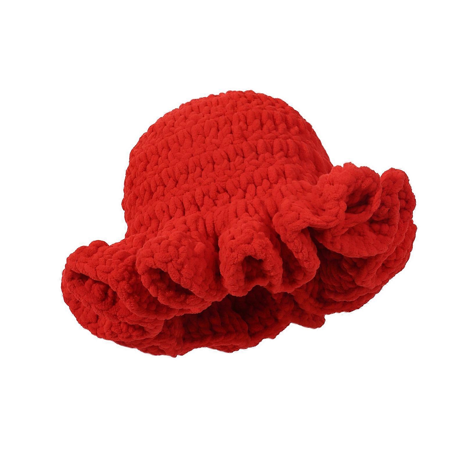 elegantní ručně tkaný oversized klobouk prodyšný klobouk háčkovaný klobouk dovolená ručně tkané fllouncing vícebarevné červené