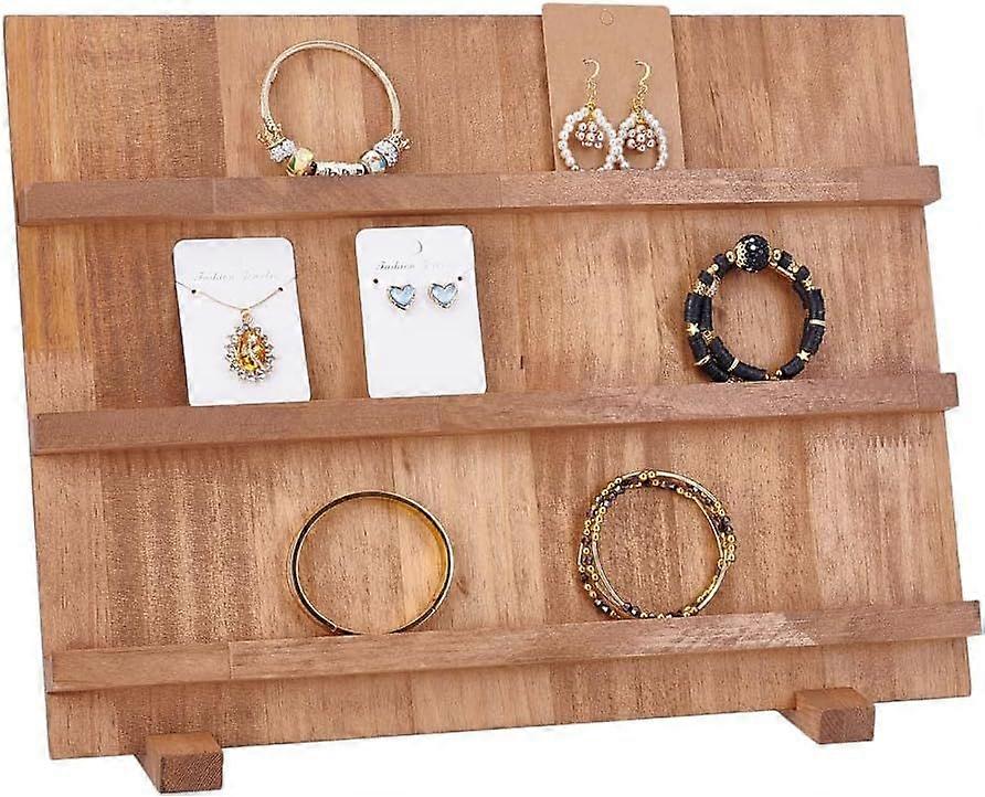 3 Tier Earring Card Display Stands Wooden Jewelry Display Stand Rack Removable Shelves Rack Earring Display Holder for Displaying Selling Bookmarks St