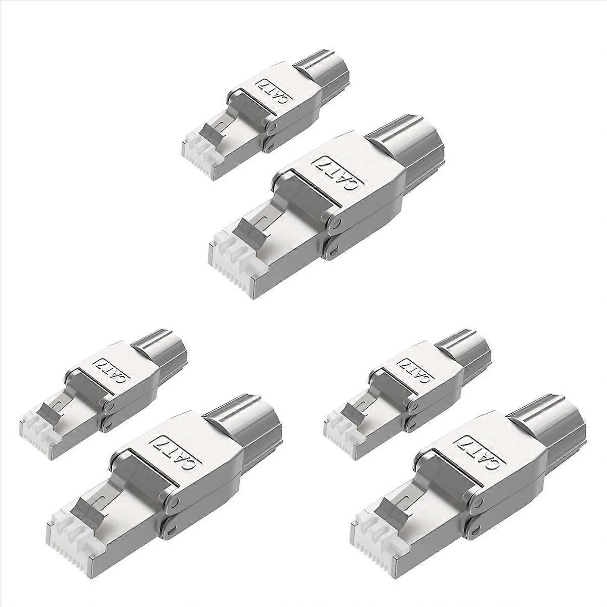 6 Pcs for RJ45 CAT7 Connectors Tool Free Shielded Toolless Modular Network Plug for Installation Cab
