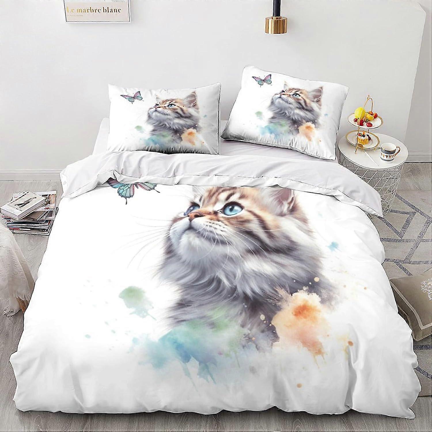 LikeEj Cat Bedding Set غطاء لحاف حيواني لطيف غطاء لحاف لطيف كيتي غطاء لحاف ناعم لطيف مع ملك سحاب معدني