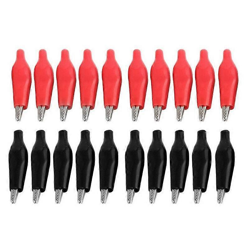 20pcs Test Probe Alligator Clip Electrical Clamp Red Black Soft Plastic Clips