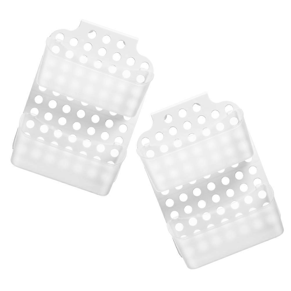 Double Layer Bathroom Hanging Basket for Shower Storage 2Pcs White Plastic Organizer