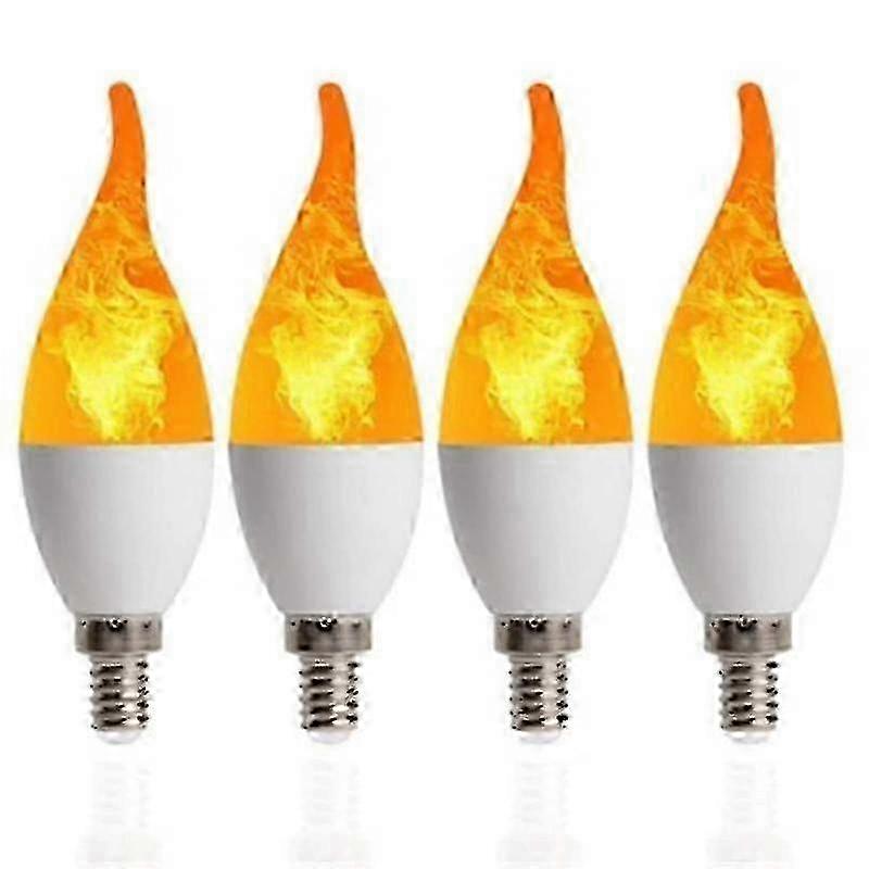 4pcs E14 3w Flame Bulbs 3 Mode Candelabra Warm Chandelie Compatible Hallowee w