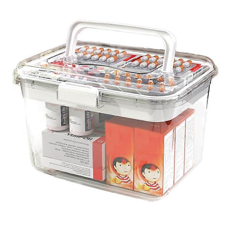 Clear Acrylic Medicine Storage Box with Handle, MultiCompartment First Aid Organizer for Home and Dorm