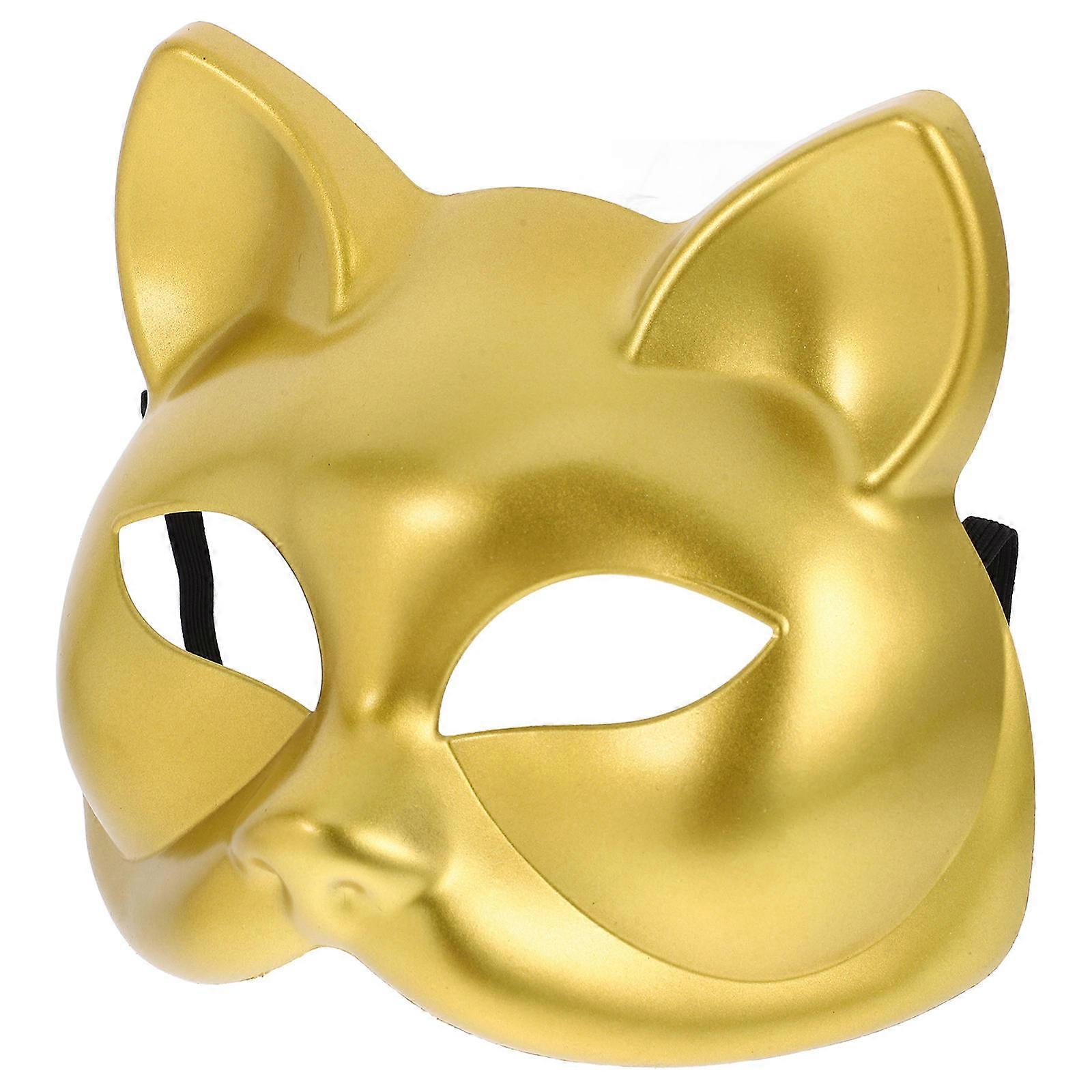 Cat Mask Golden Plastic Half Face Mask for Accessory