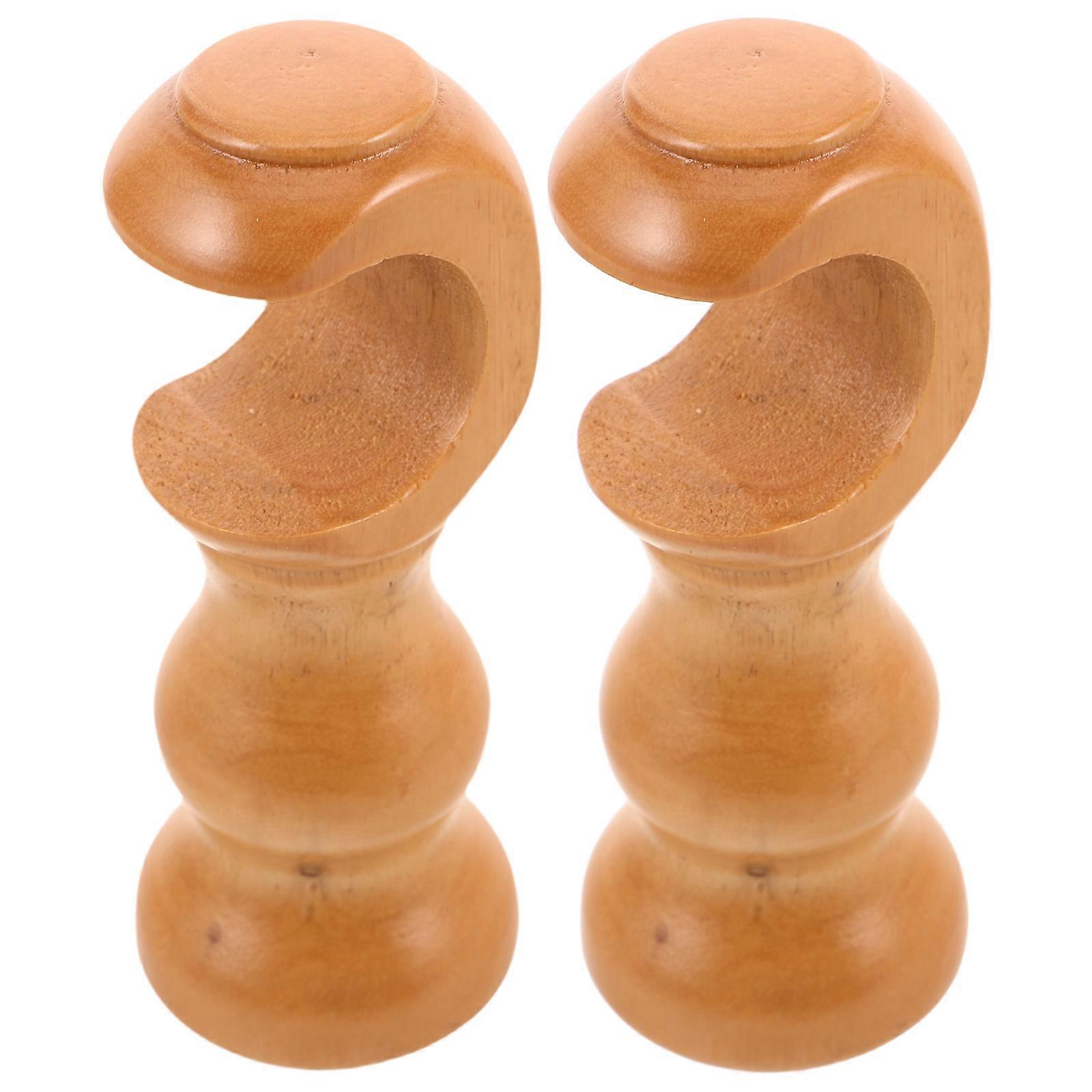 Coffee Wood Curtain Rod Brackets for Drapery Rod 2Pcs Solid Support