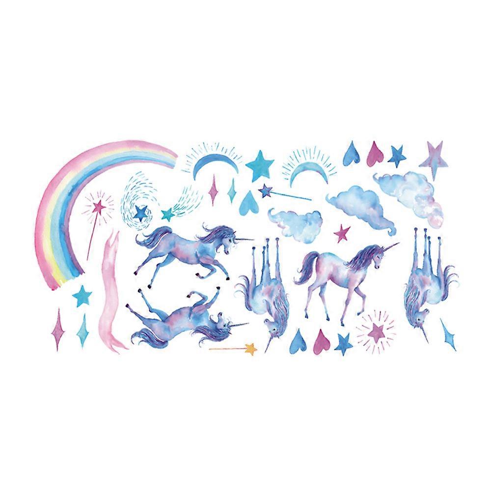 Unicorn Wall Stickers Decor 2Pcs Removable DIY Rainbow Wall Decals