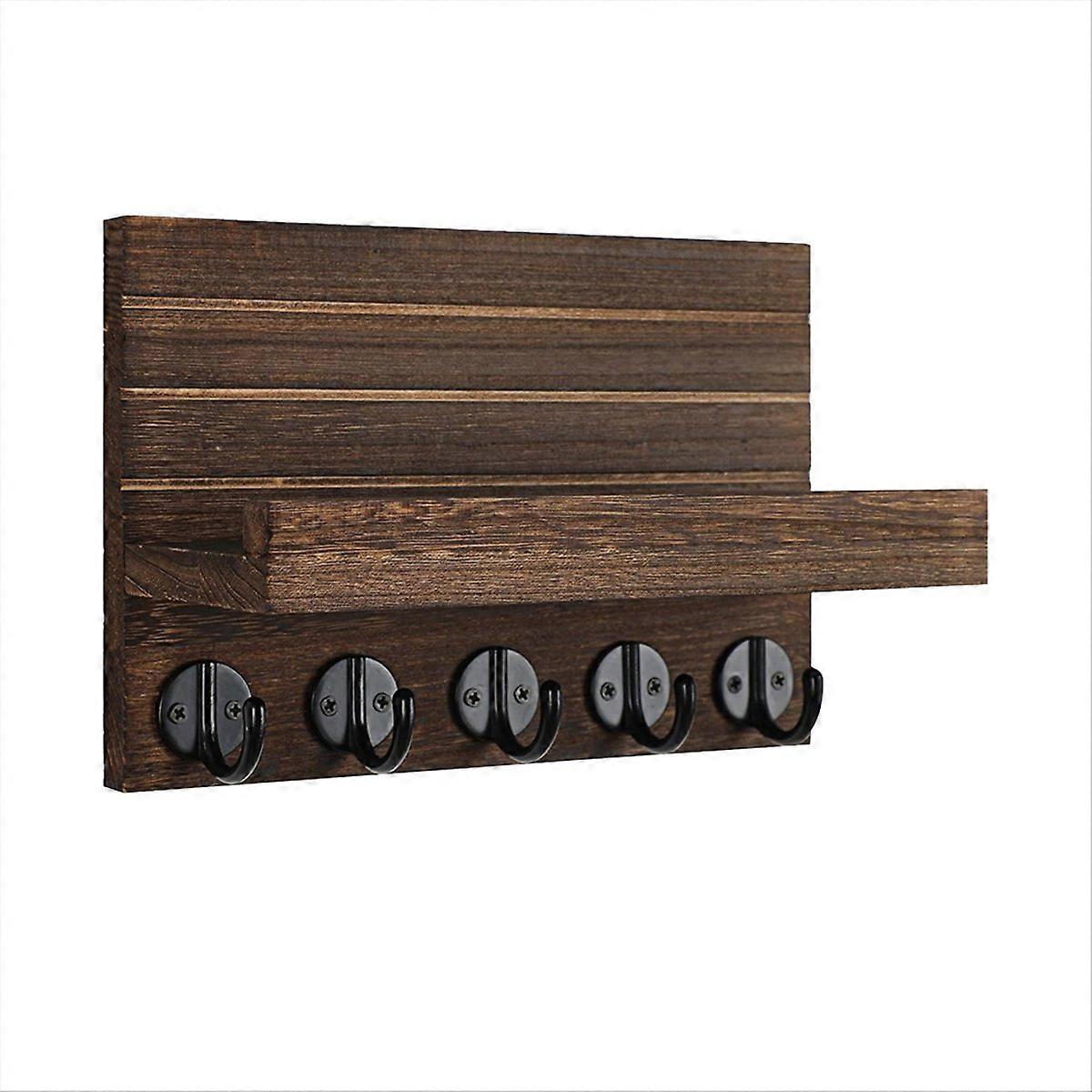 Key Holder, Decorative Key and Mail Holder with Shelf Has Large Hooks