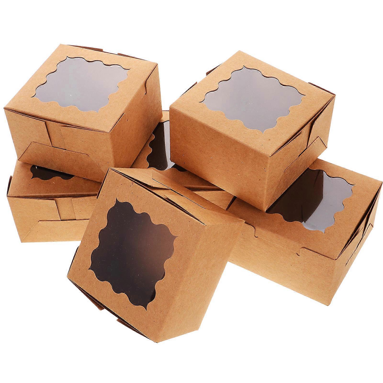 50 Count Light Brown Paper Bakery Boxes with Clear Window for Cakes and Cupcakes Ideal for Storage