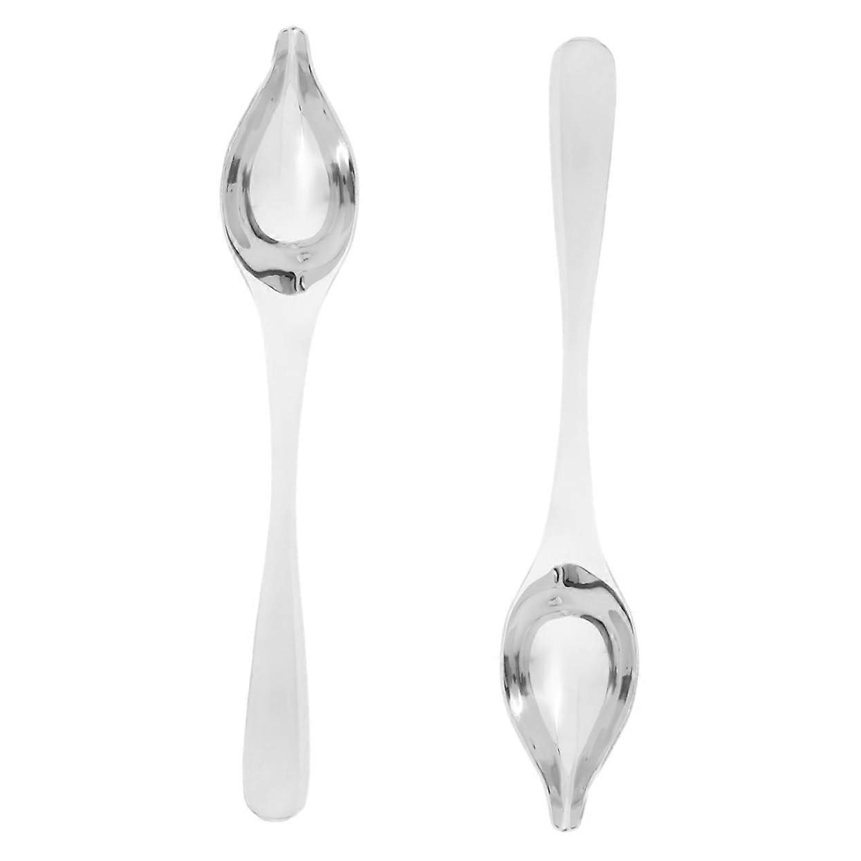 2pcs Stainless Steel Plating Spoon Set with Precision Pour Spout for Dessert and Cake Decorating