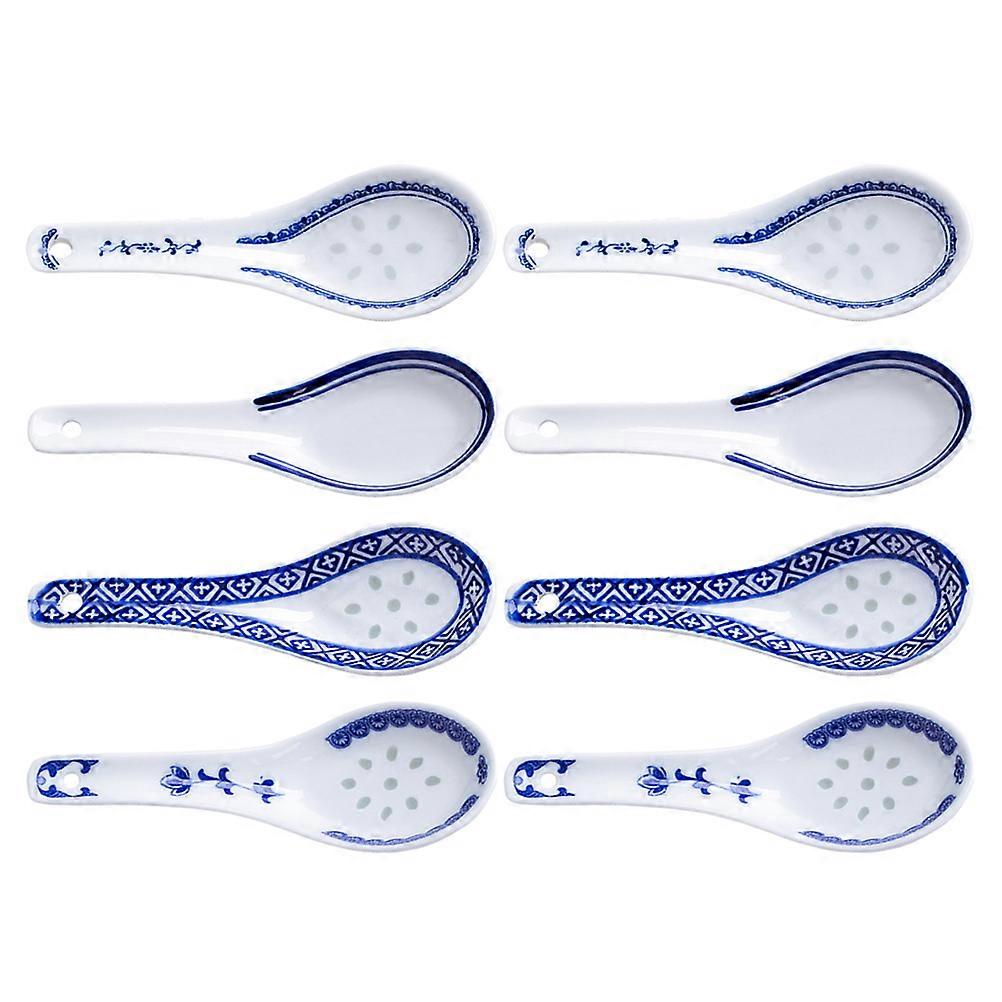 Chinese Porcelain Ceramic Soup Spoons for Kitchen Use 8Pcs Pack