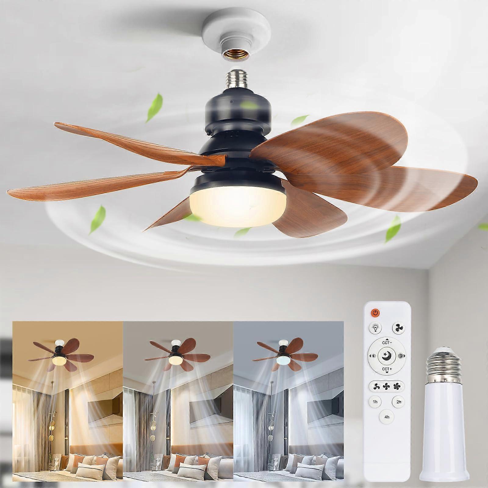 Ceiling Fan with Light, Dimmable LED, Easy Socket Install, Remote Control, Quiet 6Blade Design